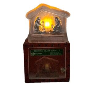Vintage Frosted Glass Nativity Candle Holder Christmas Tealight House of Lloyd‎